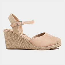 Wide EE Fit Mock Suede Covered Toe Wedge Espadrille Shoe - LJ973
